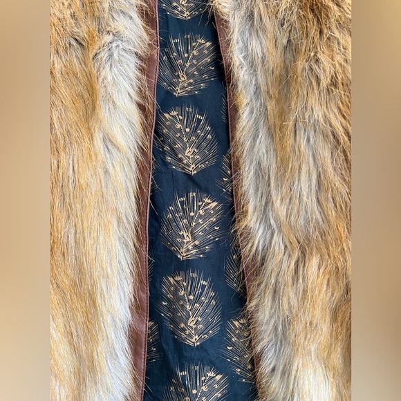 Sanctuary Vest Faux Fur Boho Open Front Lined Y2K Vegan Leather Couture Inspired - Picture 3 of 5
